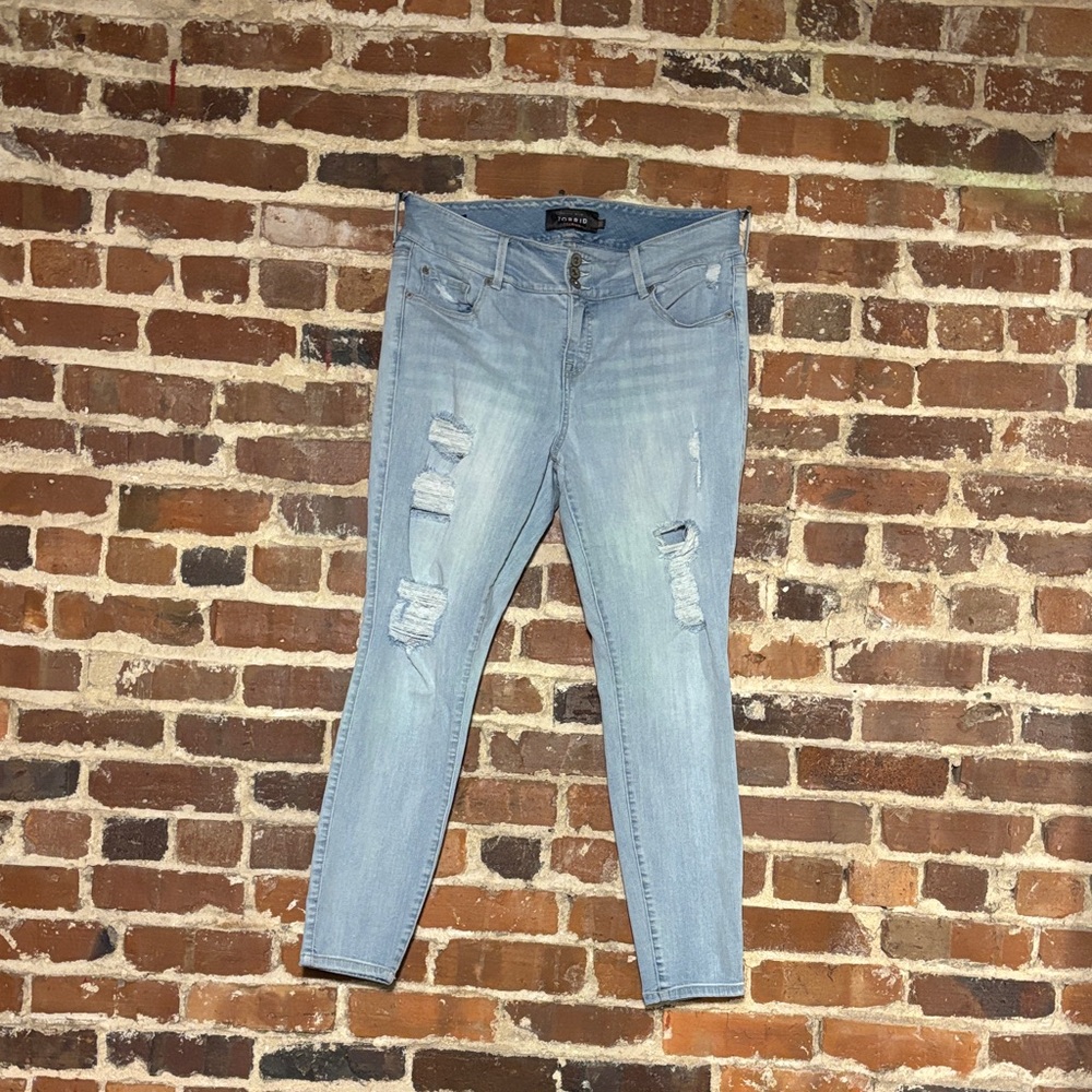 torrid Light Blue Distressed Skinny Jeans